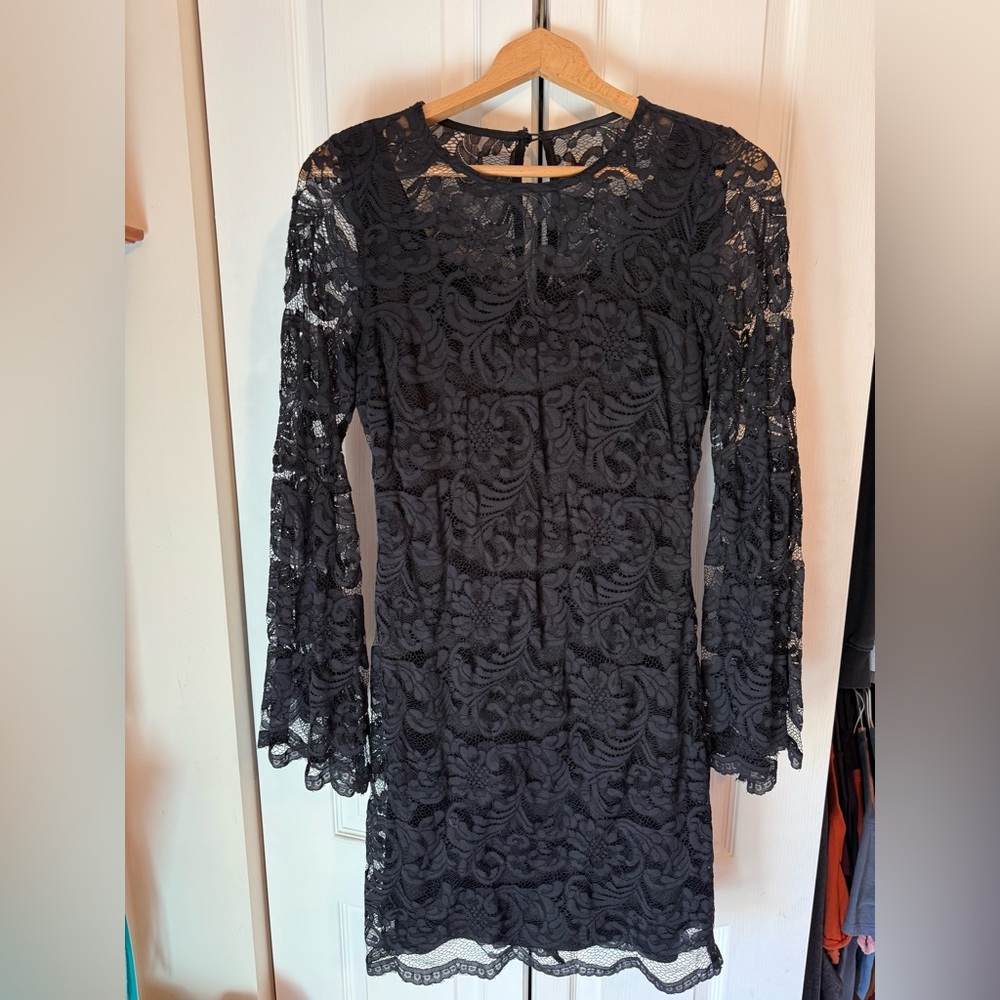 New York & Company Black Lace Long sleeve dress